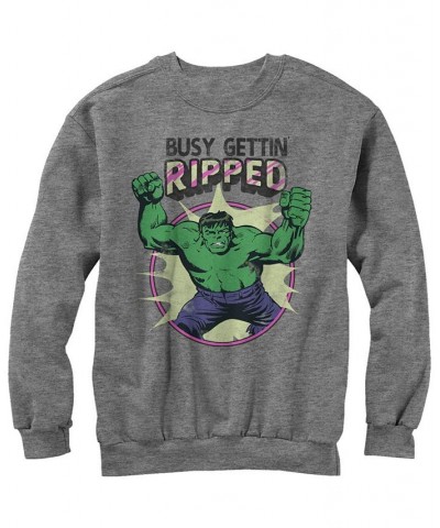 Marvel Men's Classic Comics Hulk Busy Gettin Ripped, Crewneck Fleece Gray $32.44 Sweatshirt