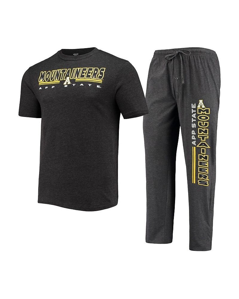 Men's Heathered Charcoal and Black Appalachian State Mountaineers Meter T-shirt and Pants Sleep Set $32.90 Pajama