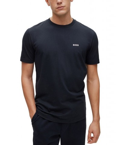 BOSS Men's Cotton-Jersey Regular-Fit T-shirt with Logo Prints Blue $35.20 T-Shirts