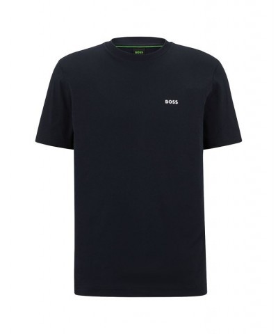 BOSS Men's Cotton-Jersey Regular-Fit T-shirt with Logo Prints Blue $35.20 T-Shirts