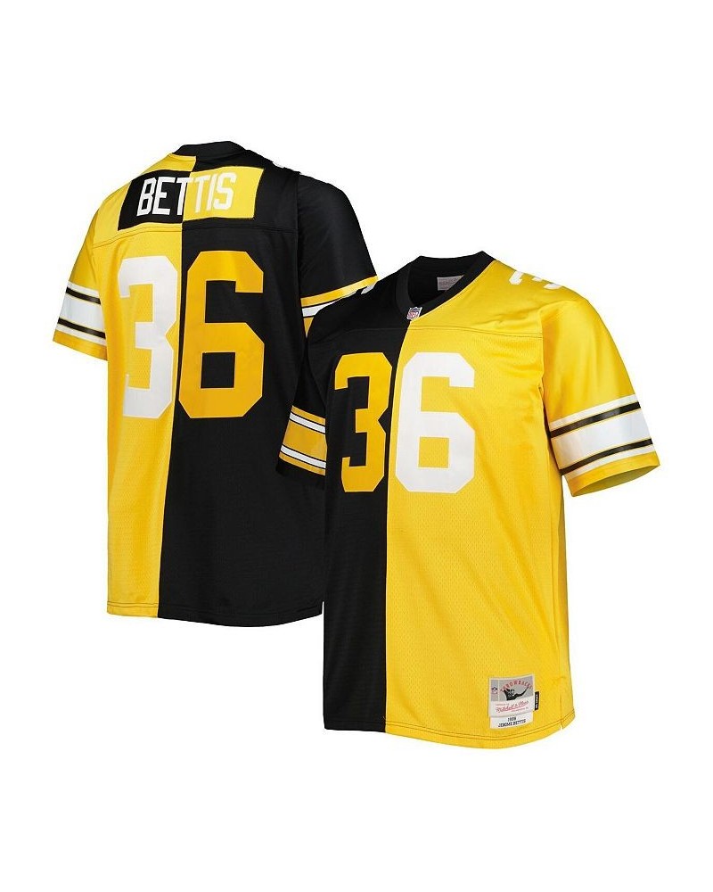 Men's Jerome Bettis Black and Gold Pittsburgh Steelers Big and Tall Split Legacy Retired Player Replica Jersey $78.00 Jersey