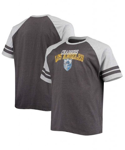 Men's Big and Tall Heathered Black, Heathered Gray Los Angeles Chargers Two-Stripe Raglan T-shirt $19.20 T-Shirts