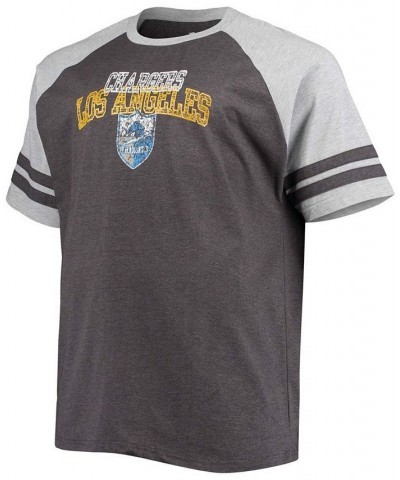 Men's Big and Tall Heathered Black, Heathered Gray Los Angeles Chargers Two-Stripe Raglan T-shirt $19.20 T-Shirts