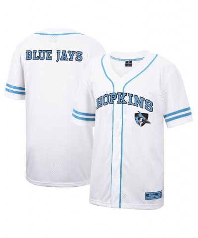 Men's White Johns Hopkins Blue Jays Free-Spirited Full-Button Baseball Jersey $33.00 Jersey