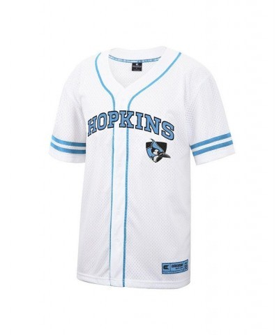 Men's White Johns Hopkins Blue Jays Free-Spirited Full-Button Baseball Jersey $33.00 Jersey