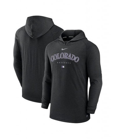 Men's Heather Black Colorado Rockies Authentic Collection Early Work Tri-Blend Performance Pullover Hoodie $43.99 Sweatshirt