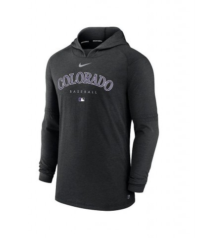 Men's Heather Black Colorado Rockies Authentic Collection Early Work Tri-Blend Performance Pullover Hoodie $43.99 Sweatshirt