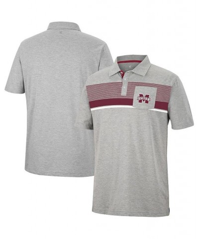 Men's Heathered Gray Mississippi State Bulldogs Golfer Pocket Polo Shirt $22.55 Polo Shirts