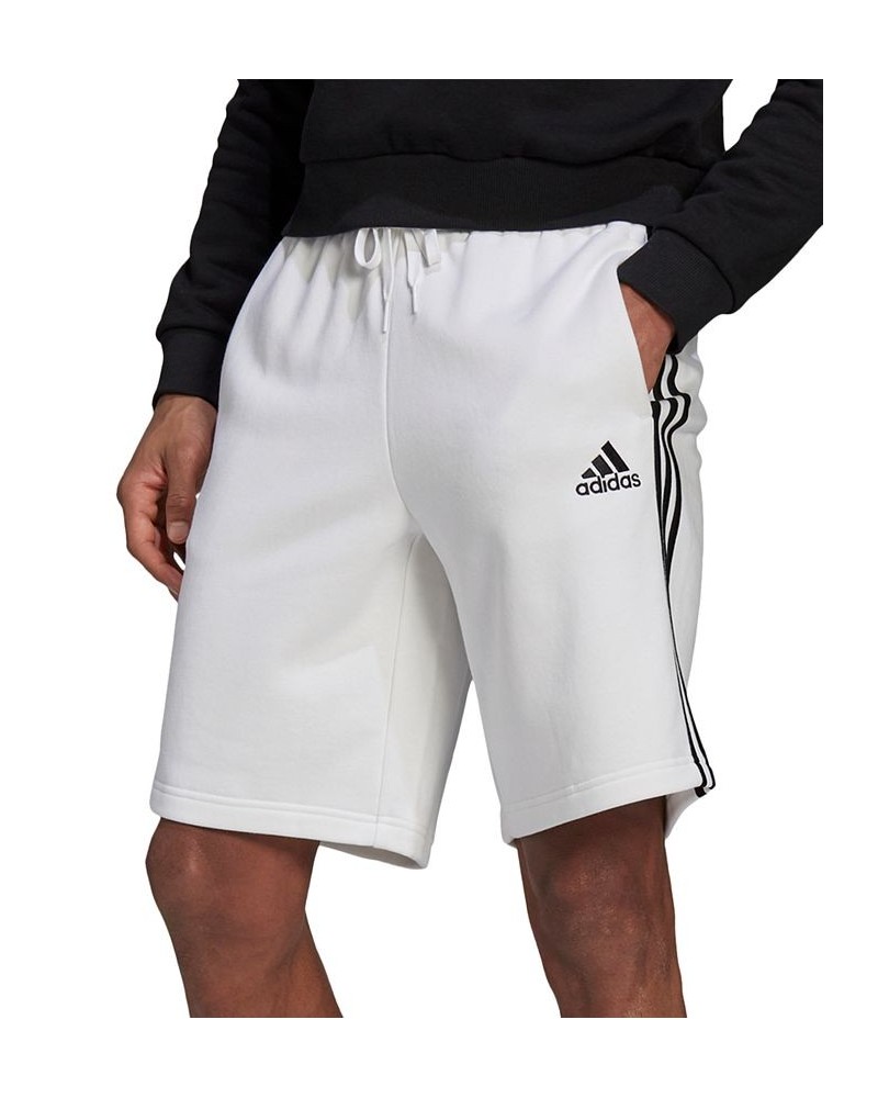 Men's 3-Stripes 10" Fleece Shorts White/Black $22.04 Shorts