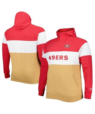 Men's Scarlet, Gold San Francisco 49ers Big and Tall Current Team Colorblock Fleece Raglan Pullover Hoodie $47.50 Sweatshirt
