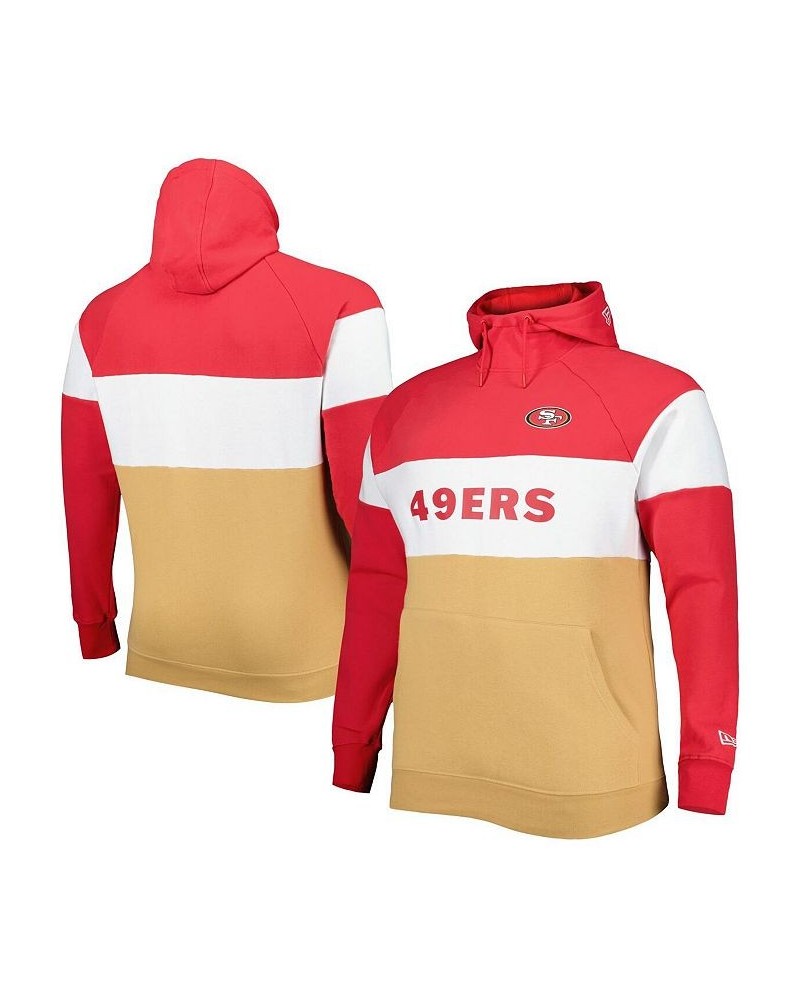 Men's Scarlet, Gold San Francisco 49ers Big and Tall Current Team Colorblock Fleece Raglan Pullover Hoodie $47.50 Sweatshirt