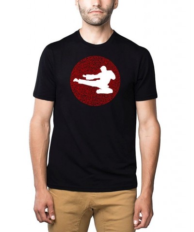 Men's Premium Word Art Types Of Martial Arts T-shirt Black $21.15 T-Shirts