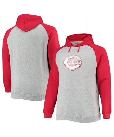 Men's Branded Heather Gray, Red Cincinnati Reds Big and Tall Raglan Pullover Hoodie $28.00 Sweatshirt