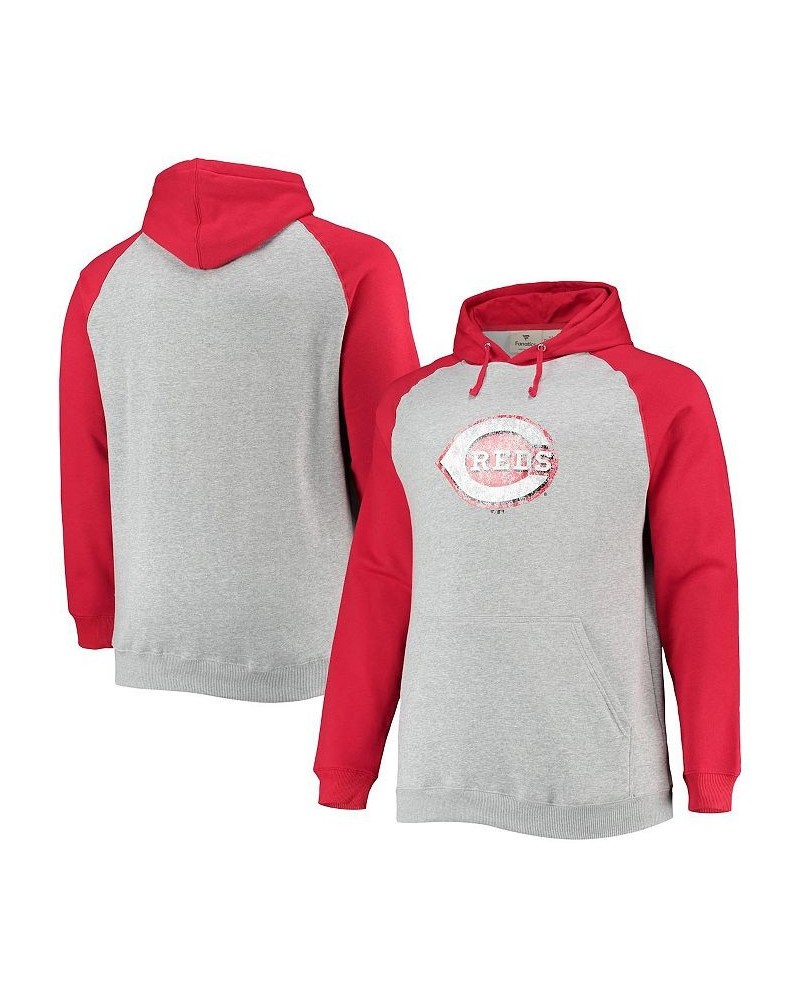 Men's Branded Heather Gray, Red Cincinnati Reds Big and Tall Raglan Pullover Hoodie $28.00 Sweatshirt