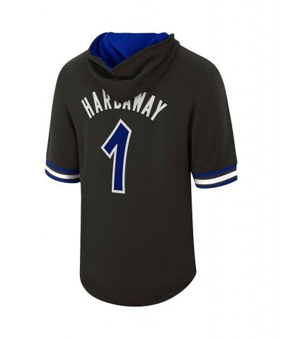 Men's Penny Hardaway Black Orlando Magic Mesh Hardwood Classics Name and Number Short Sleeve Hoodie $42.32 Sweatshirt