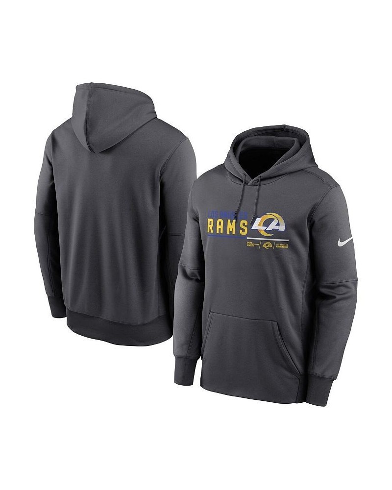 Men's Anthracite Los Angeles Rams Prime Logo Name Split Pullover Hoodie $38.70 Sweatshirt