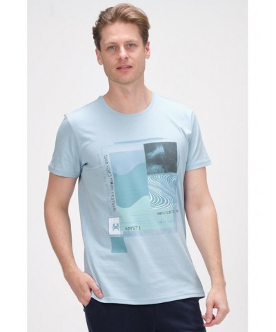 Men's Modern Print Fitted Admission T-shirt PD04 $36.40 T-Shirts