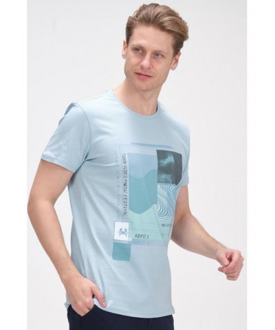 Men's Modern Print Fitted Admission T-shirt PD04 $36.40 T-Shirts