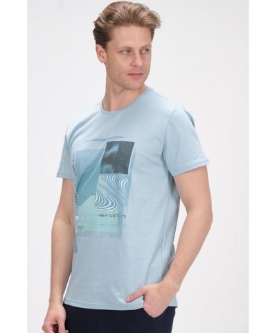 Men's Modern Print Fitted Admission T-shirt PD04 $36.40 T-Shirts