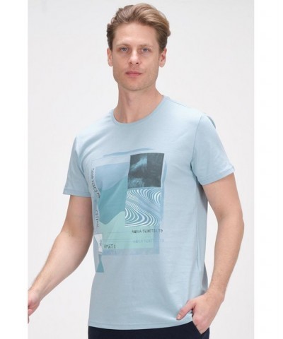 Men's Modern Print Fitted Admission T-shirt PD04 $36.40 T-Shirts