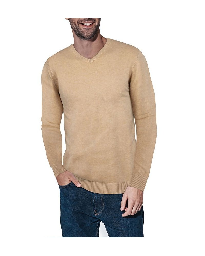 Men's Basic V-Neck Pullover Midweight Sweater Light Pink $21.15 Sweaters