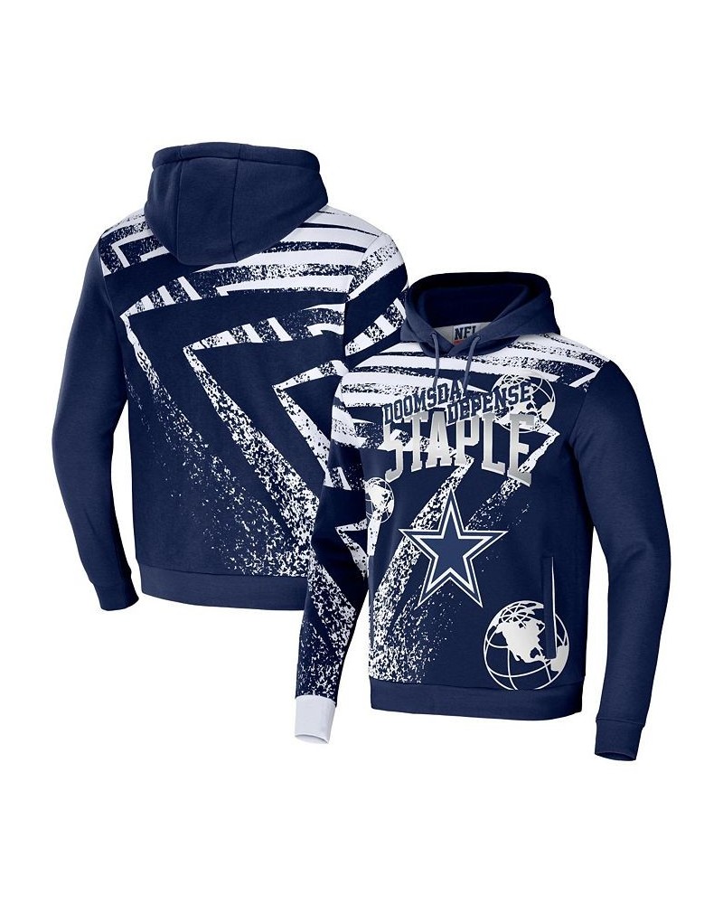 Men's NFL X Staple Navy Dallas Cowboys Team Slogan All Over Print Pullover Hoodie $34.30 Sweatshirt