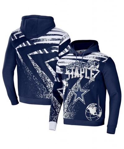 Men's NFL X Staple Navy Dallas Cowboys Team Slogan All Over Print Pullover Hoodie $34.30 Sweatshirt