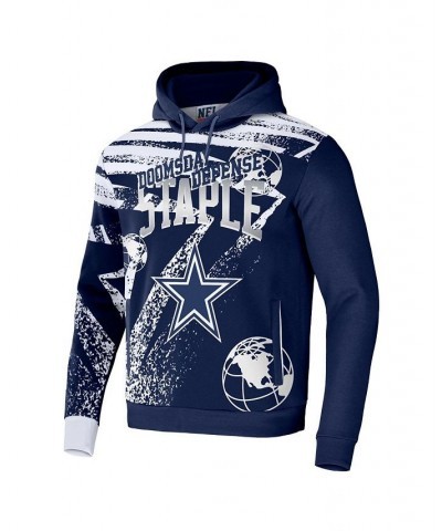 Men's NFL X Staple Navy Dallas Cowboys Team Slogan All Over Print Pullover Hoodie $34.30 Sweatshirt