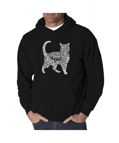Men's Word Art Hooded Sweatshirt - Cat Black $28.20 Sweatshirt