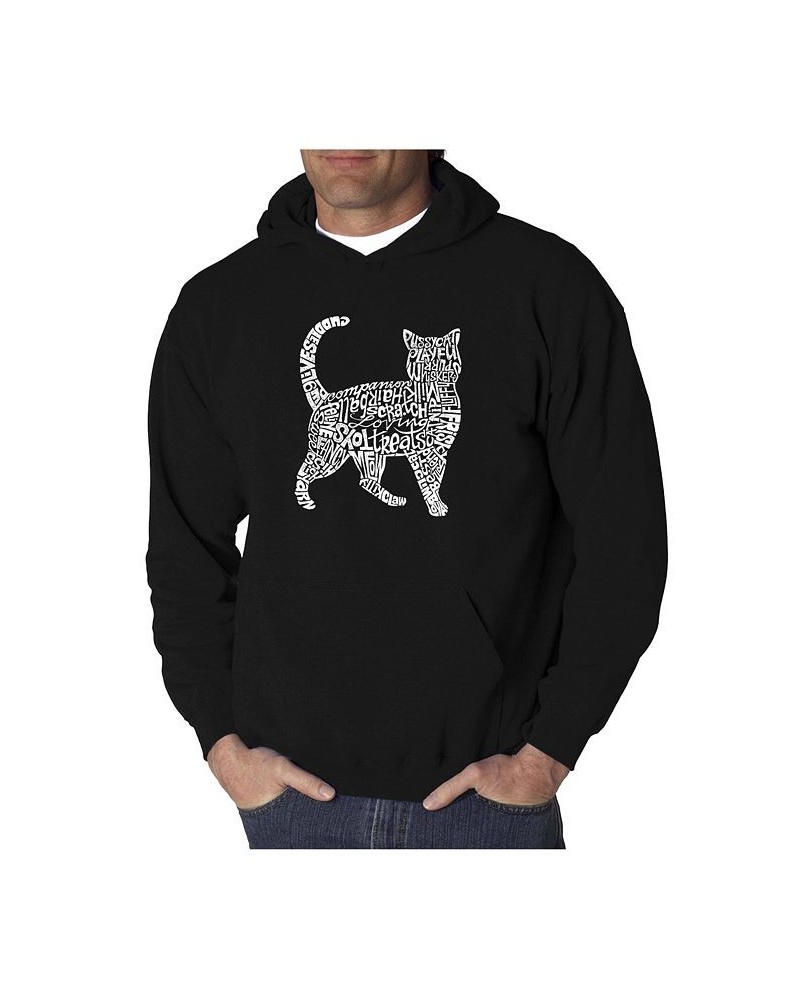 Men's Word Art Hooded Sweatshirt - Cat Black $28.20 Sweatshirt