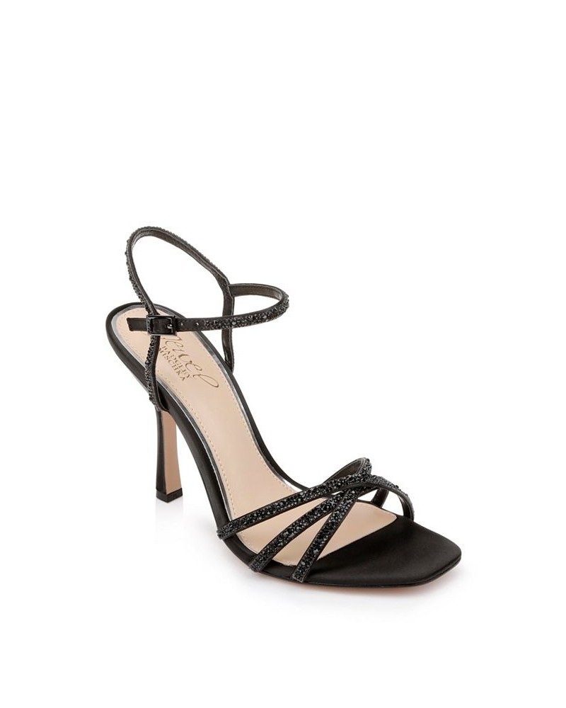 Women's Georgia Evening Sandal Black Satin $55.47 Shoes