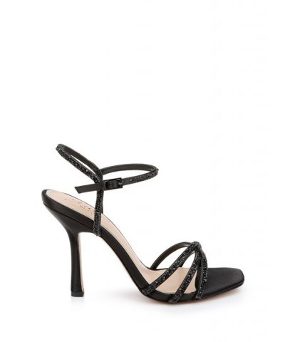 Women's Georgia Evening Sandal Black Satin $55.47 Shoes