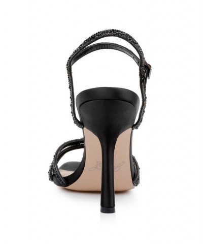 Women's Georgia Evening Sandal Black Satin $55.47 Shoes