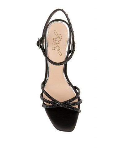 Women's Georgia Evening Sandal Black Satin $55.47 Shoes