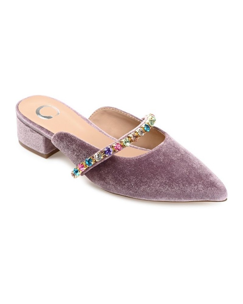 Women's Jewel Velvet Flats Purple $48.00 Shoes