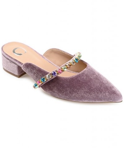 Women's Jewel Velvet Flats Purple $48.00 Shoes