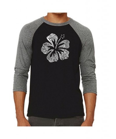 Mahalo Men's Raglan Word Art T-shirt Gray $26.54 T-Shirts