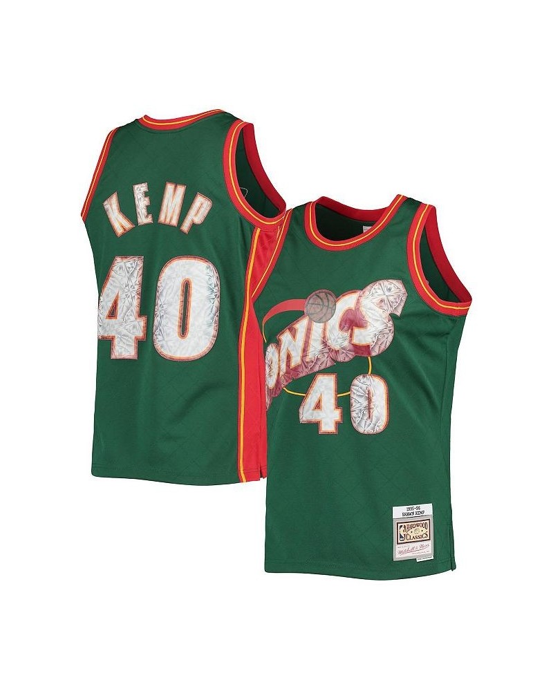 Men's Shawn Kemp Green Seattle SuperSonics 1995-96 Hardwood Classics 75th Anniversary Diamond Swingman Jersey $65.10 Jersey