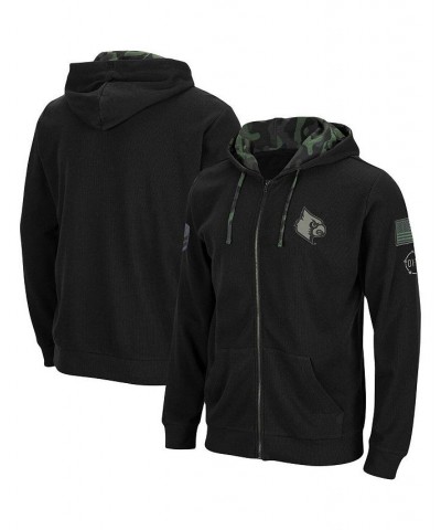 Men's Black Louisville Cardinals OHT Military-Inspired Appreciation Waffle Full-Zip Hoodie $30.80 Sweatshirt