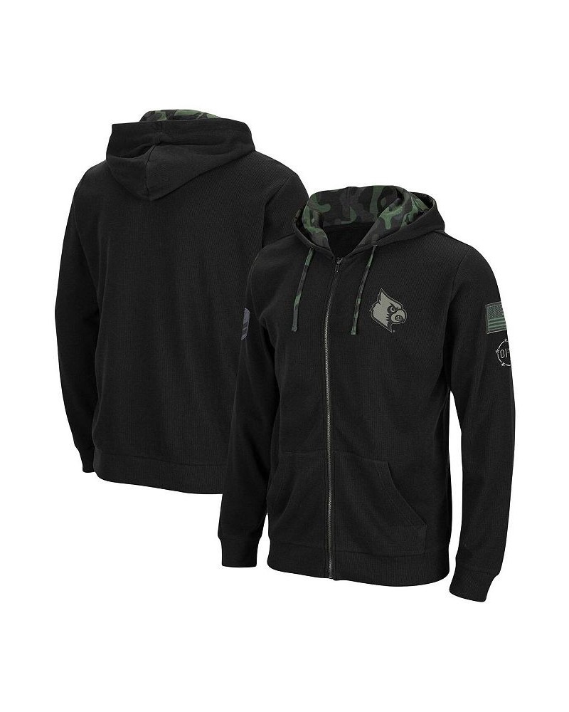 Men's Black Louisville Cardinals OHT Military-Inspired Appreciation Waffle Full-Zip Hoodie $30.80 Sweatshirt