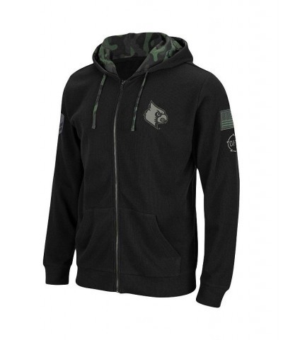 Men's Black Louisville Cardinals OHT Military-Inspired Appreciation Waffle Full-Zip Hoodie $30.80 Sweatshirt