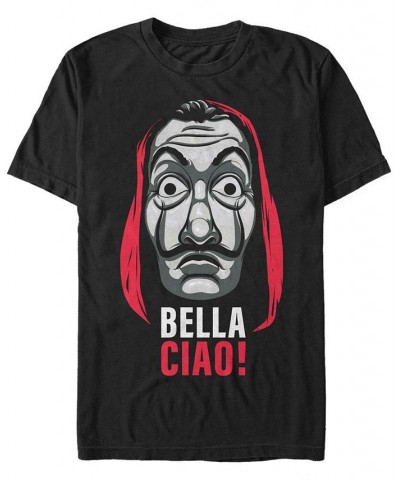 Men's La Casa De Papel Bella Ciao Mask Short Sleeve T-Shirt Black $18.89 T-Shirts