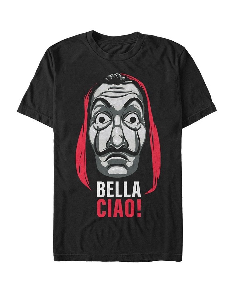 Men's La Casa De Papel Bella Ciao Mask Short Sleeve T-Shirt Black $18.89 T-Shirts