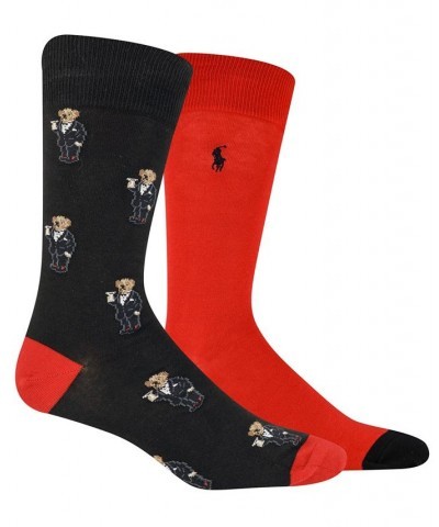 Men's Mini Martini Bear Slack Socks, 2-Pack Black $15.04 Socks