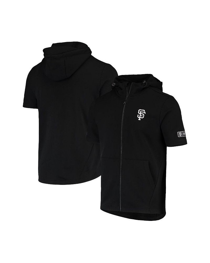 Men's Black San Francisco Giants Recruit Short Sleeve Full-Zip Hoodie $45.89 Sweatshirt