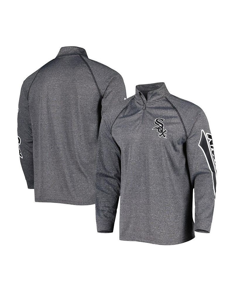 Men's Heather Gray Chicago White Sox Wordmark Raglan Quarter-Zip Top $43.99 Sweatshirt