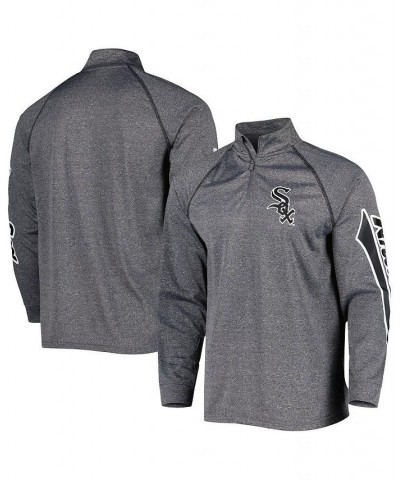 Men's Heather Gray Chicago White Sox Wordmark Raglan Quarter-Zip Top $43.99 Sweatshirt