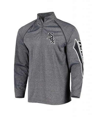 Men's Heather Gray Chicago White Sox Wordmark Raglan Quarter-Zip Top $43.99 Sweatshirt