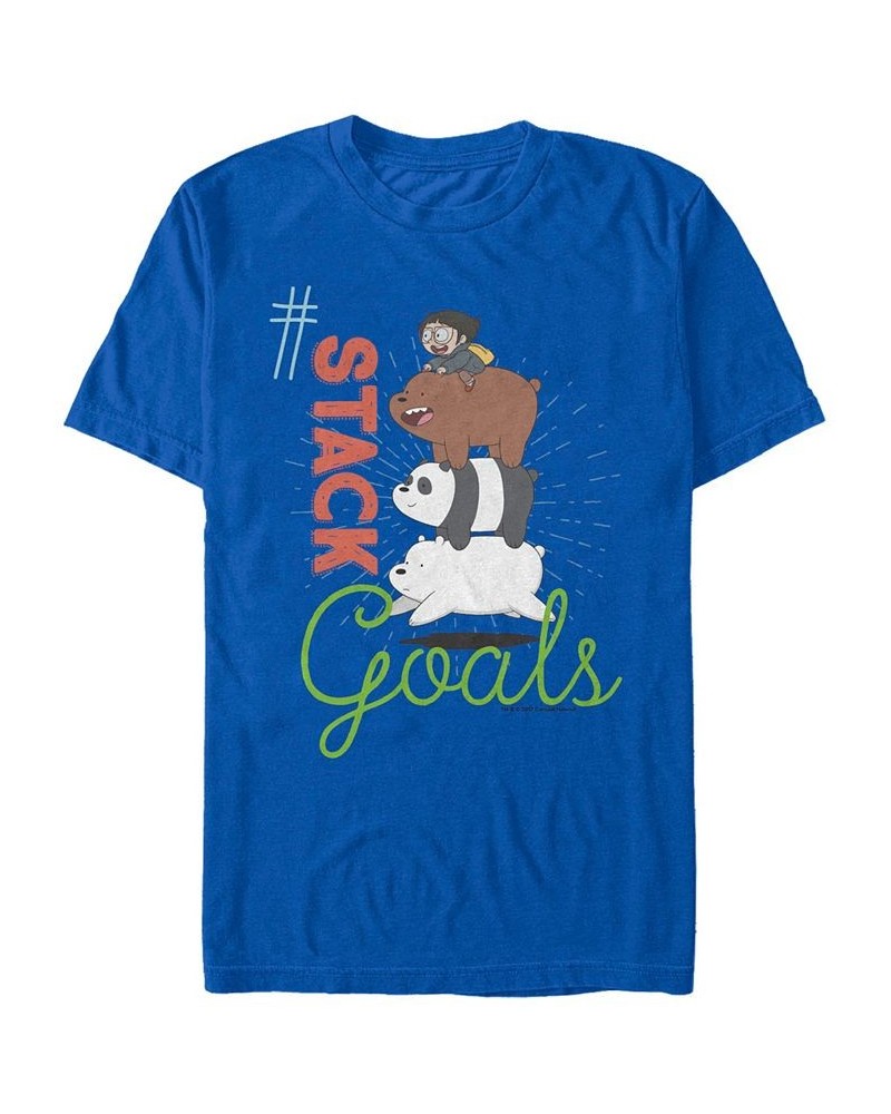 Men's We Bare Bears This My Squad Patch Short Sleeve T- shirt Blue $19.59 T-Shirts