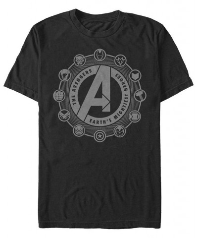 Men's Avenger Emblems Short Sleeve Crew T-shirt Black $19.59 T-Shirts